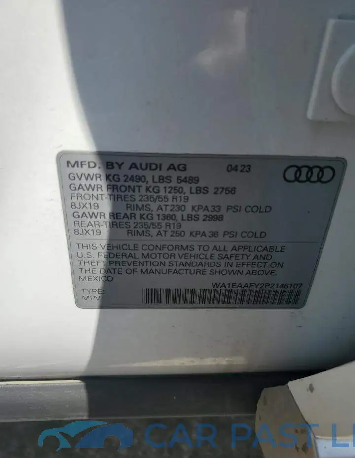 WA1EAAFY2P2146107# 13
