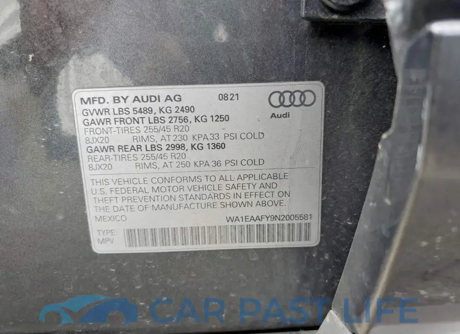 WA1EAAFY9N2005581# 13