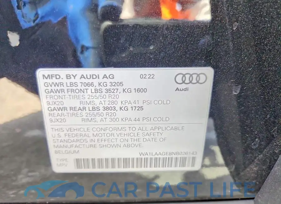 WA1LAAGE8NB026143# 13