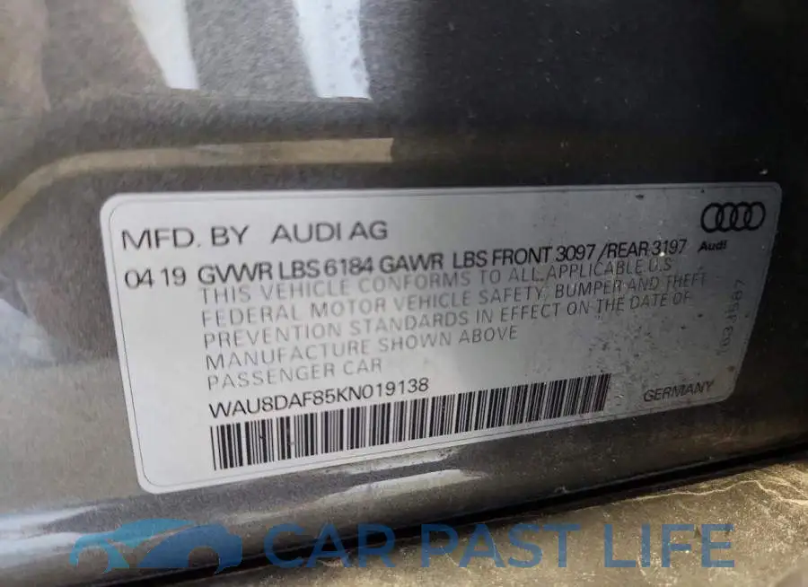 WAU8DAF85KN019138# 12