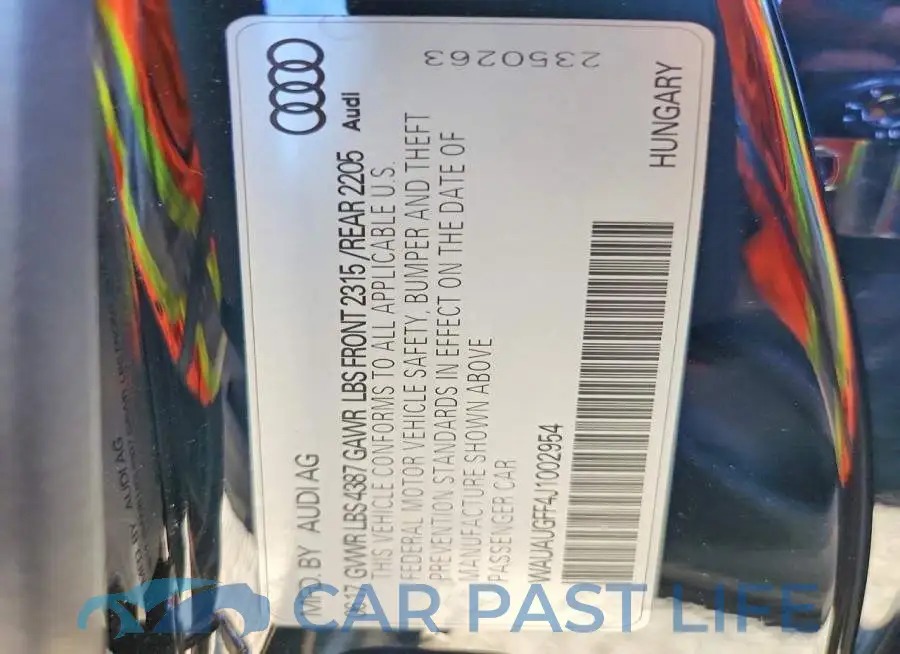 WAUAUGFF4J1002954# 12