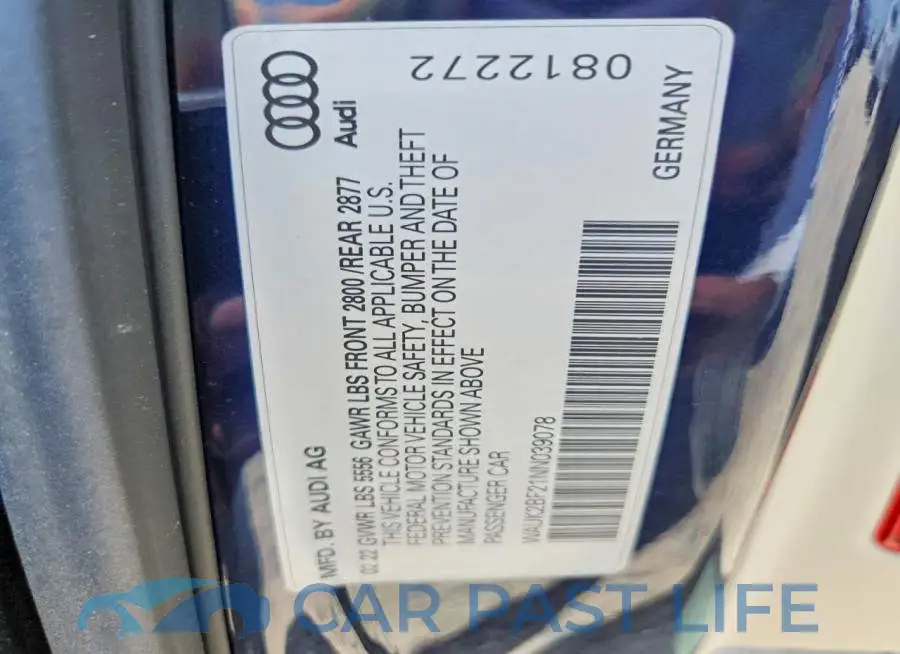 WAUK2BF21NN039078# 12