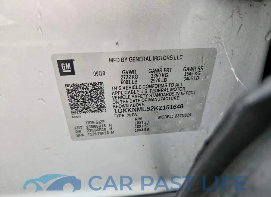 1GKKNMLS2KZ151648# 13