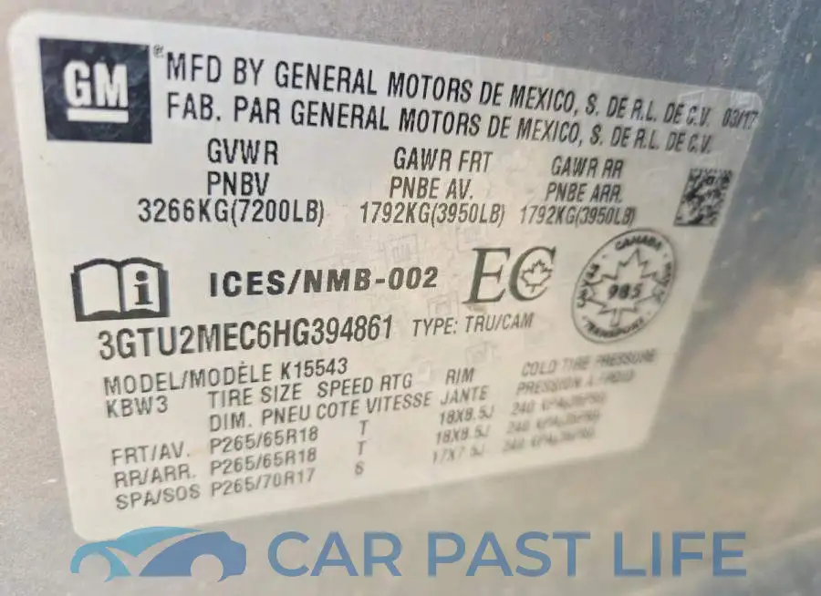 3GTU2MEC6HG394861# 12