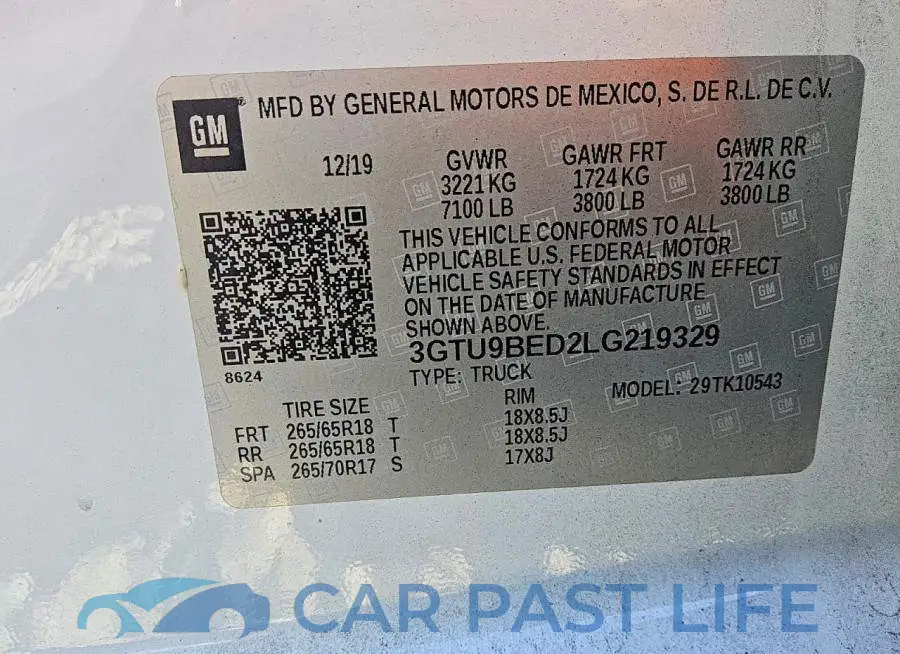 3GTU9BED2LG219329# 12