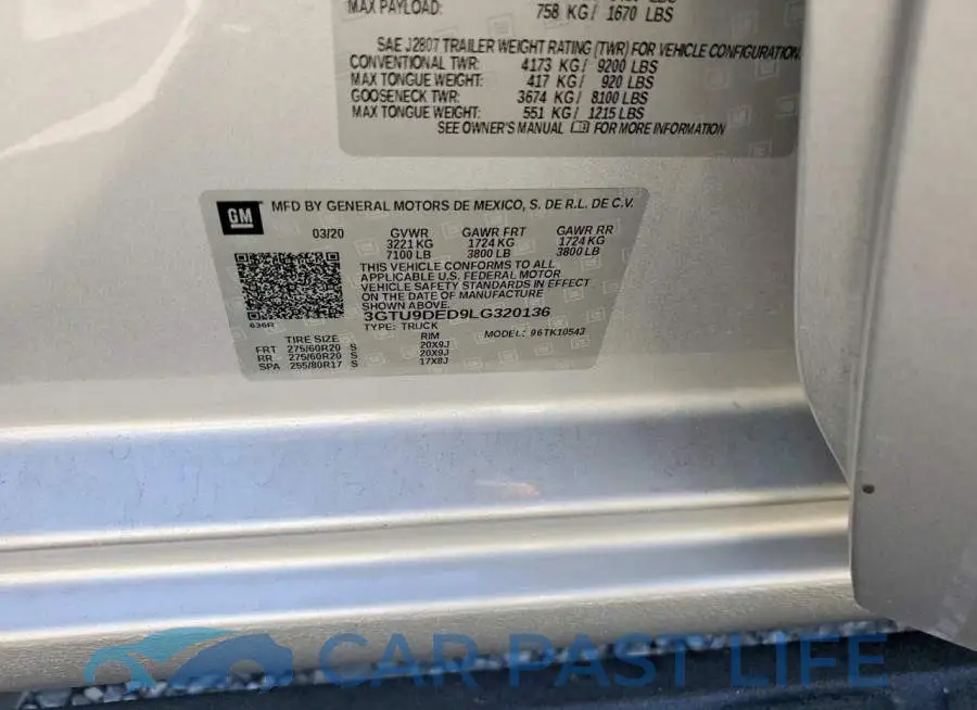 3GTU9DED9LG320136# 12
