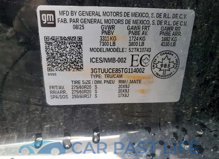 3GTUUCE85TG114002# 13