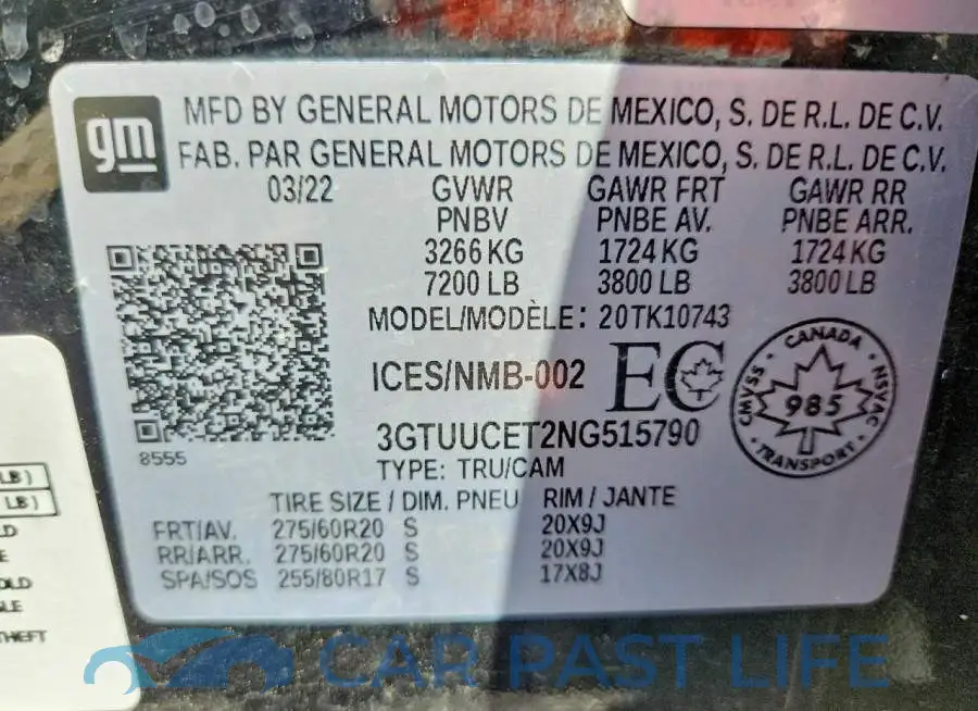 3GTUUCET2NG515790# 12