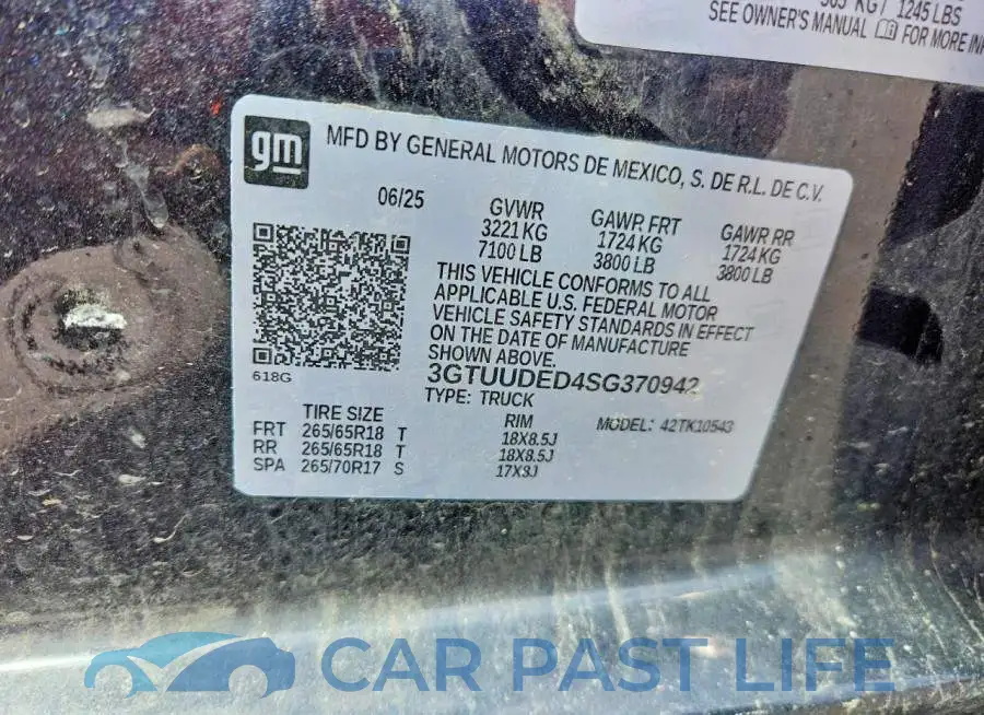 3GTUUDED4SG370942# 12