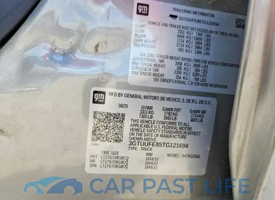 3GTUUFE85TG121694# 12