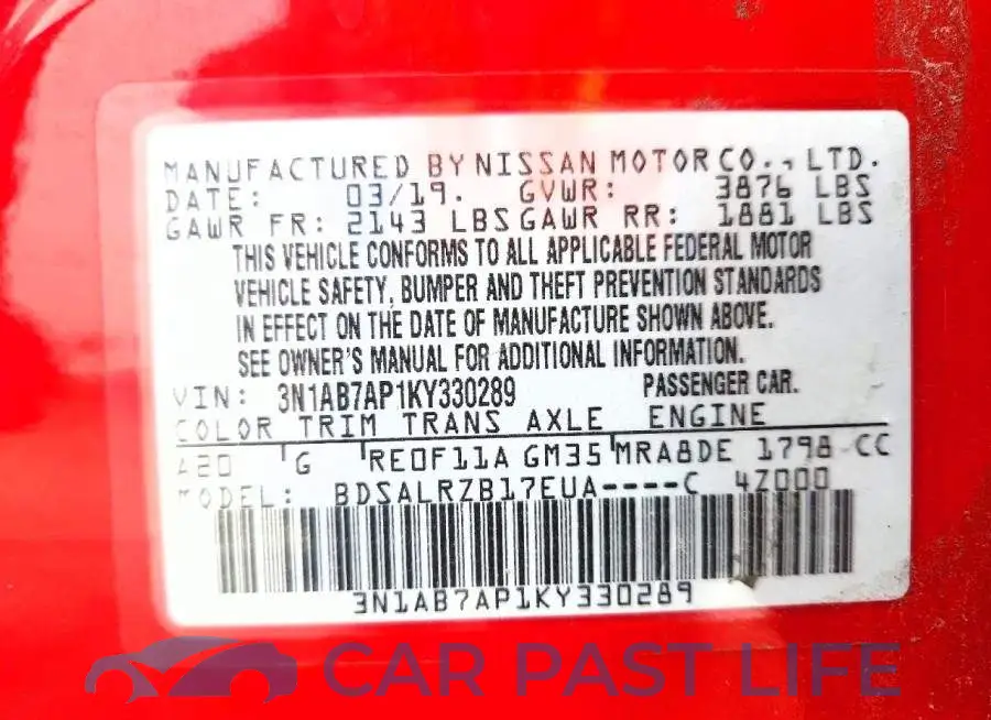 3N1AB7AP1KY330289# 13