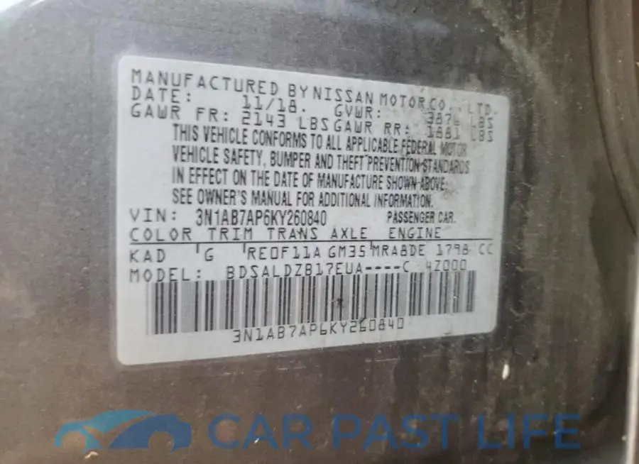 3N1AB7AP6KY260840# 12