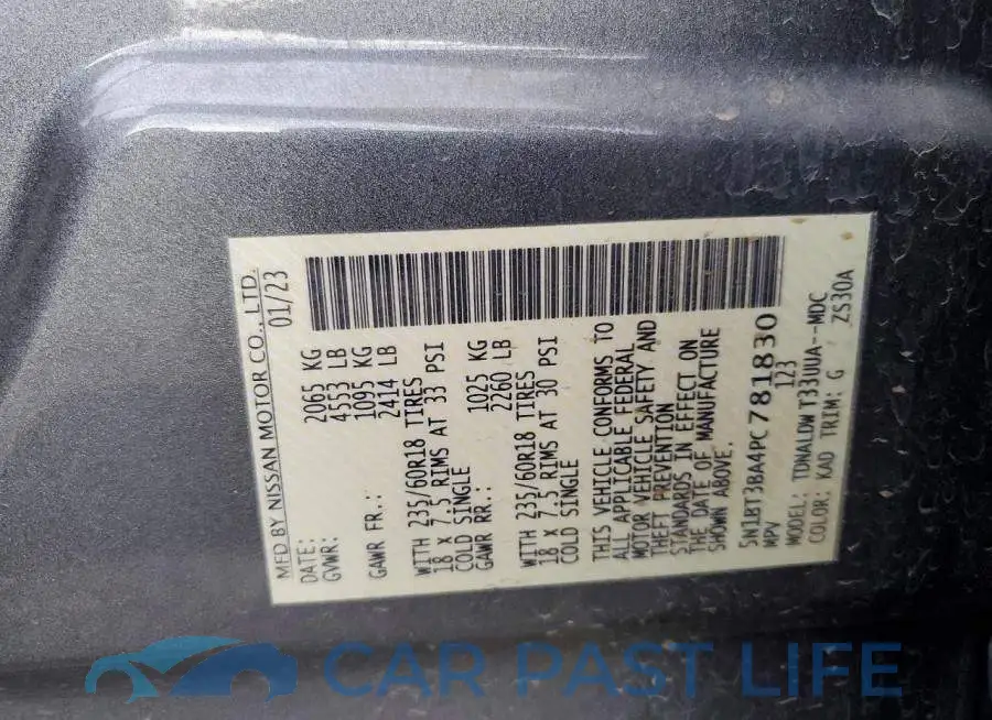 5N1BT3BA4PC781830# 12