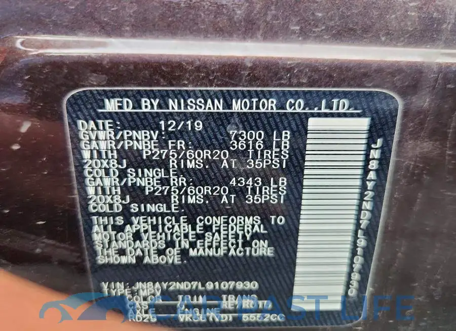 JN8AY2ND7L9107930# 12