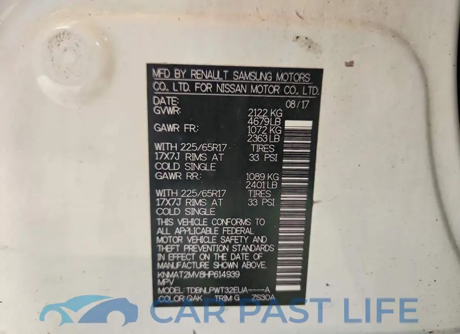 KNMAT2MV8HP614939# 13