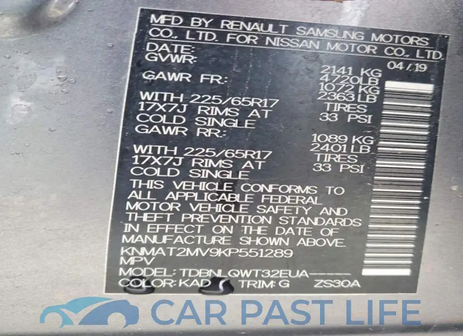 KNMAT2MV9KP551289# 13