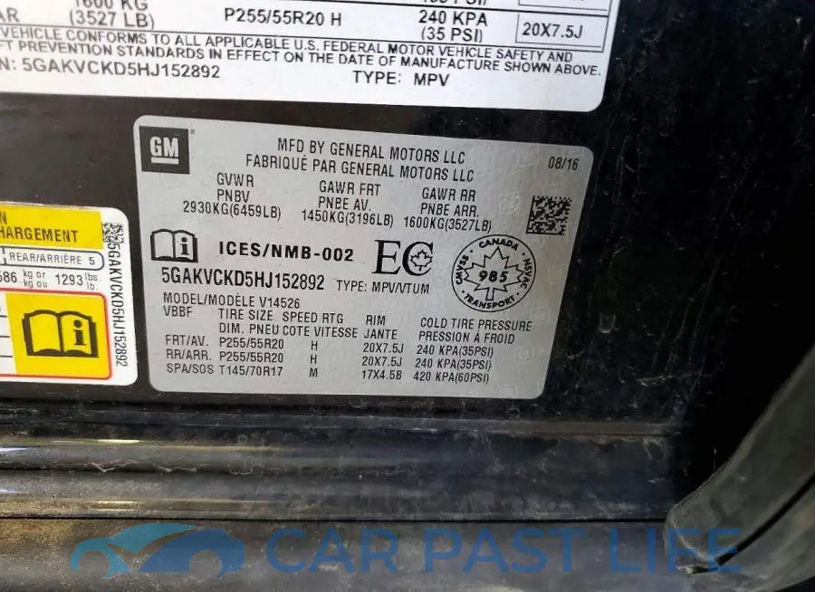 5GAKVCKD5HJ152892# 14