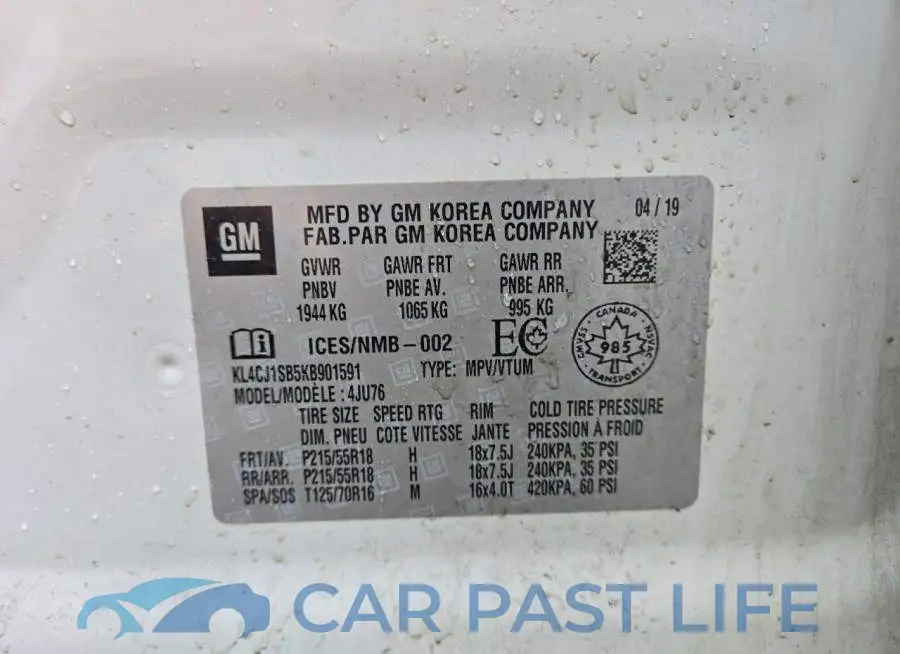 KL4CJ1SB5KB901591# 12