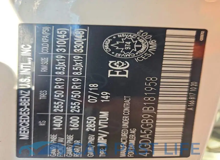 4JGDA5GB9JB181958# 12