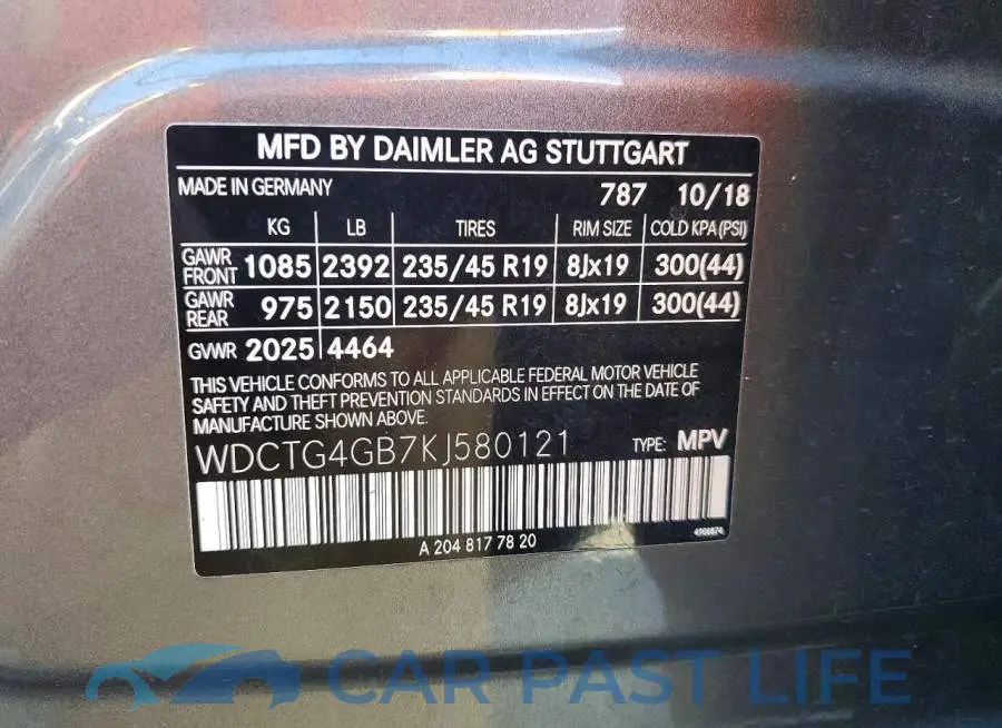 WDCTG4GB7KJ580121# 13