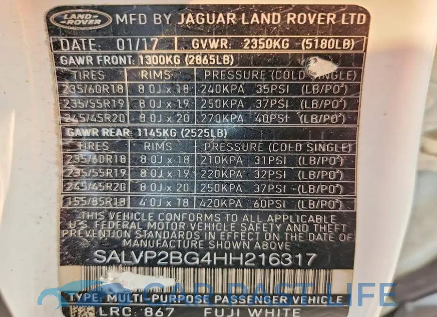 SALVP2BG4HH216317# 13