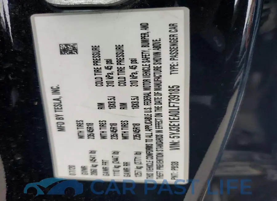 5YJ3E1EA0LF739185# 12