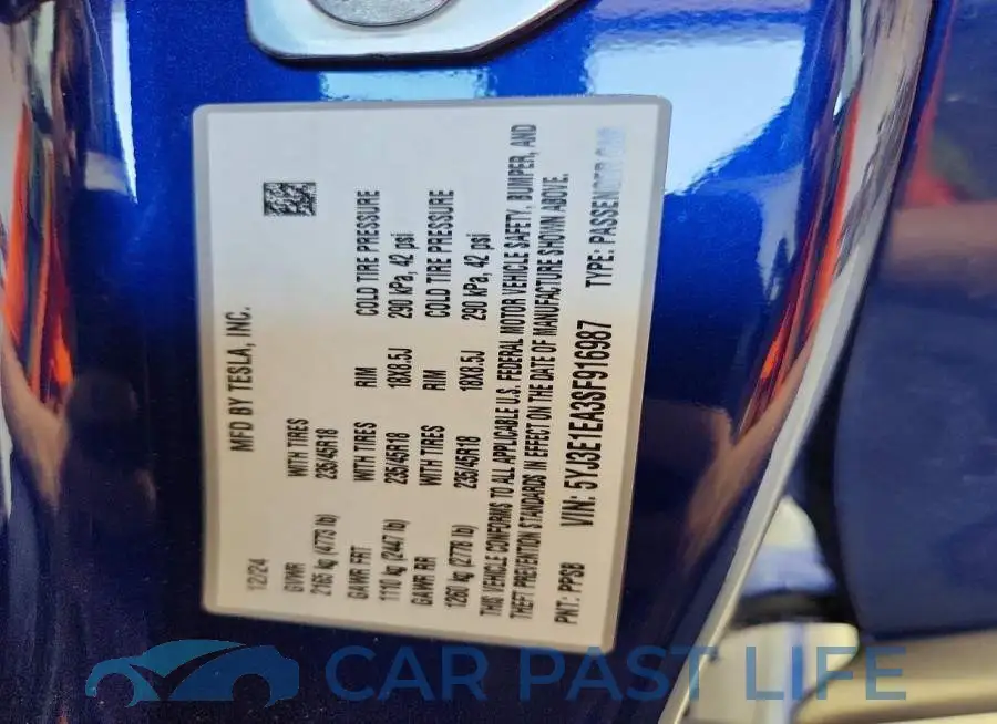5YJ3E1EA3SF916987# 12