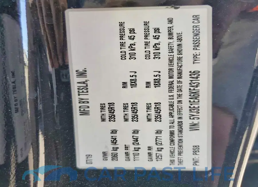 5YJ3E1EA6KF431436# 12