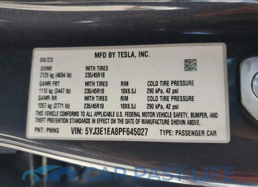 5YJ3E1EA8PF645027# 13