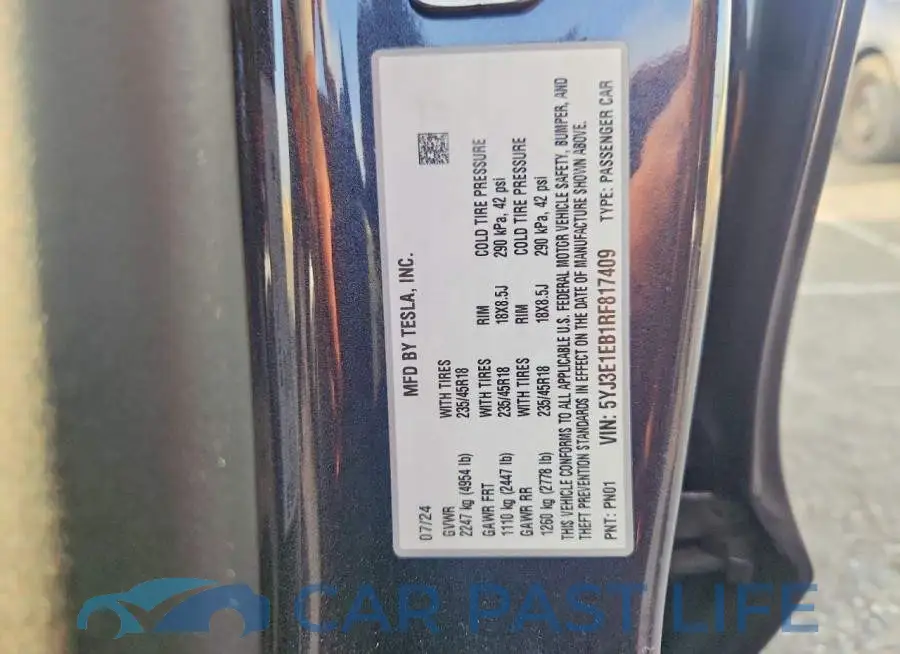 5YJ3E1EB1RF817409# 12