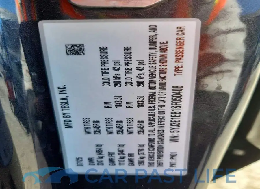5YJ3E1EB1SF050408# 12