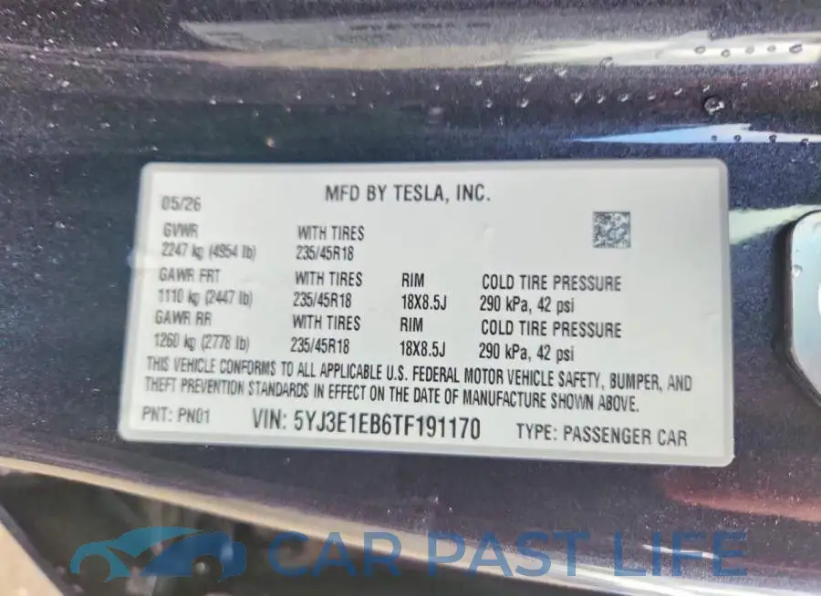 5YJ3E1EB6TF191170# 12