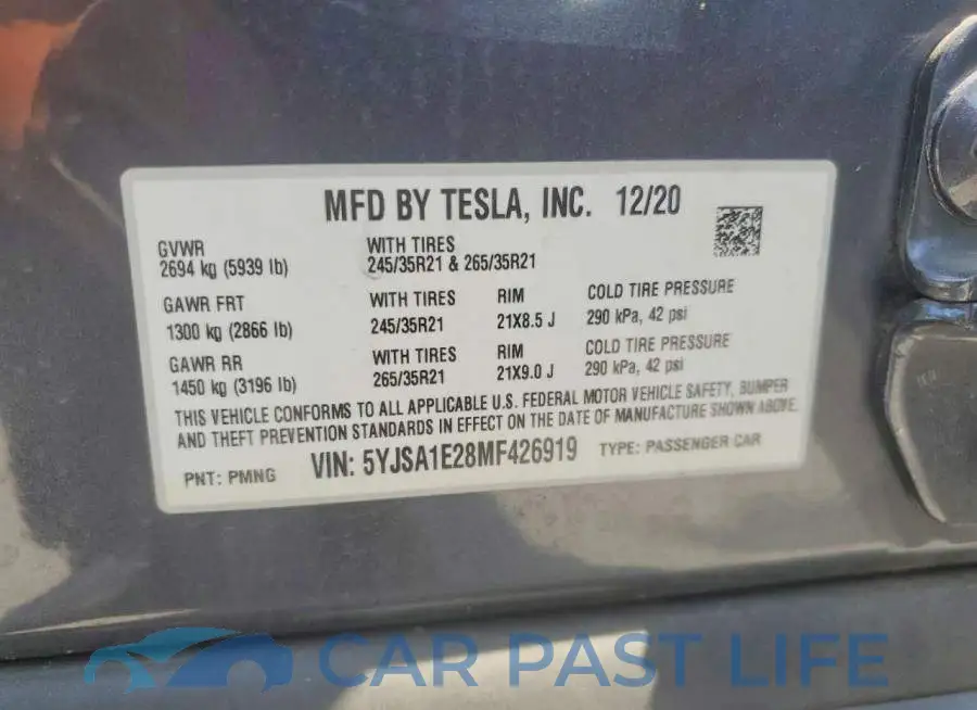 5YJSA1E28MF426919# 12