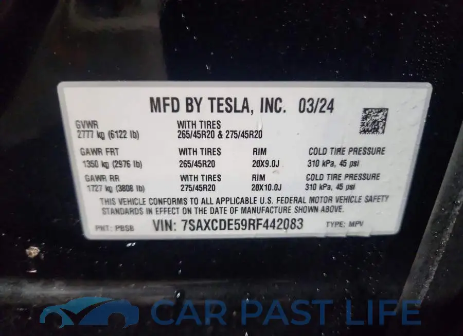 7SAXCDE59RF442083# 13
