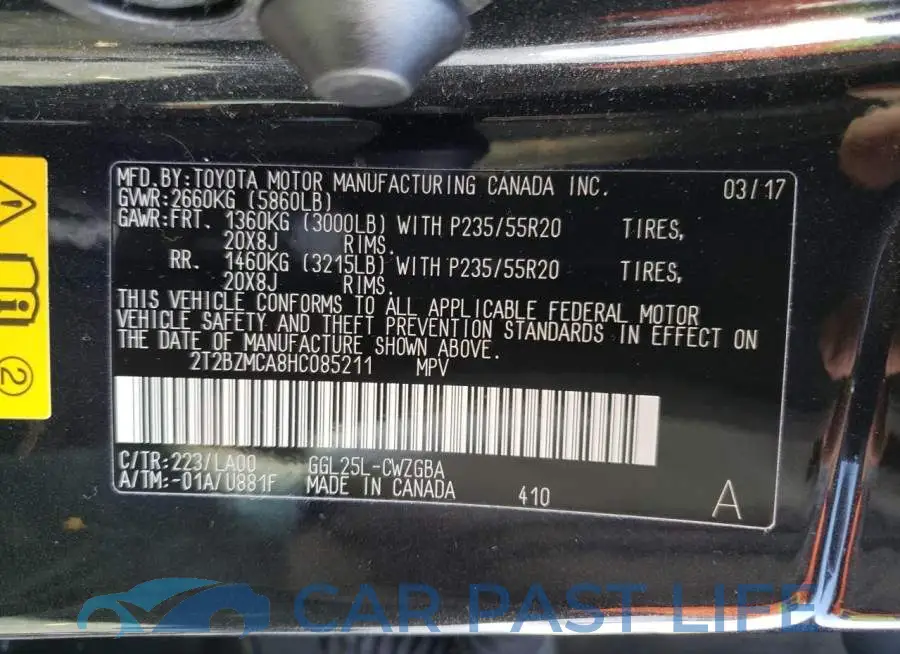 2T2BZMCA8HC085211# 10