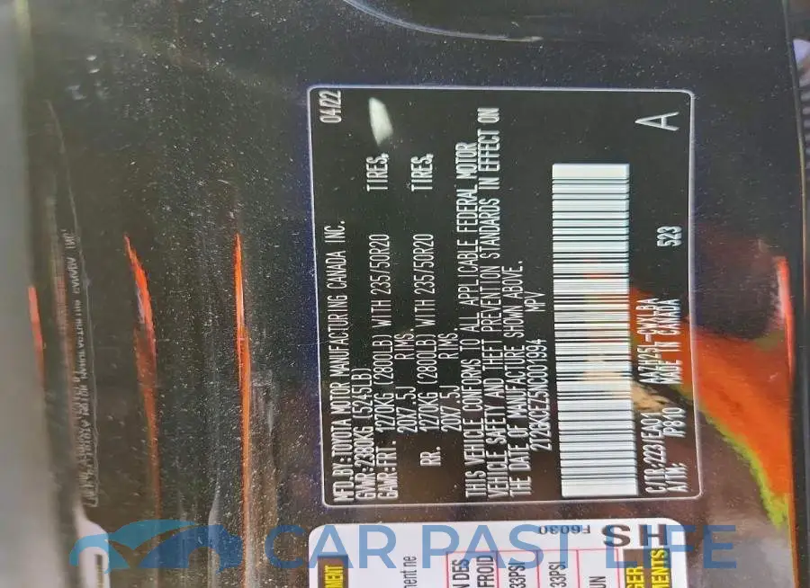 2T2GKCEZ5NC001994# 14