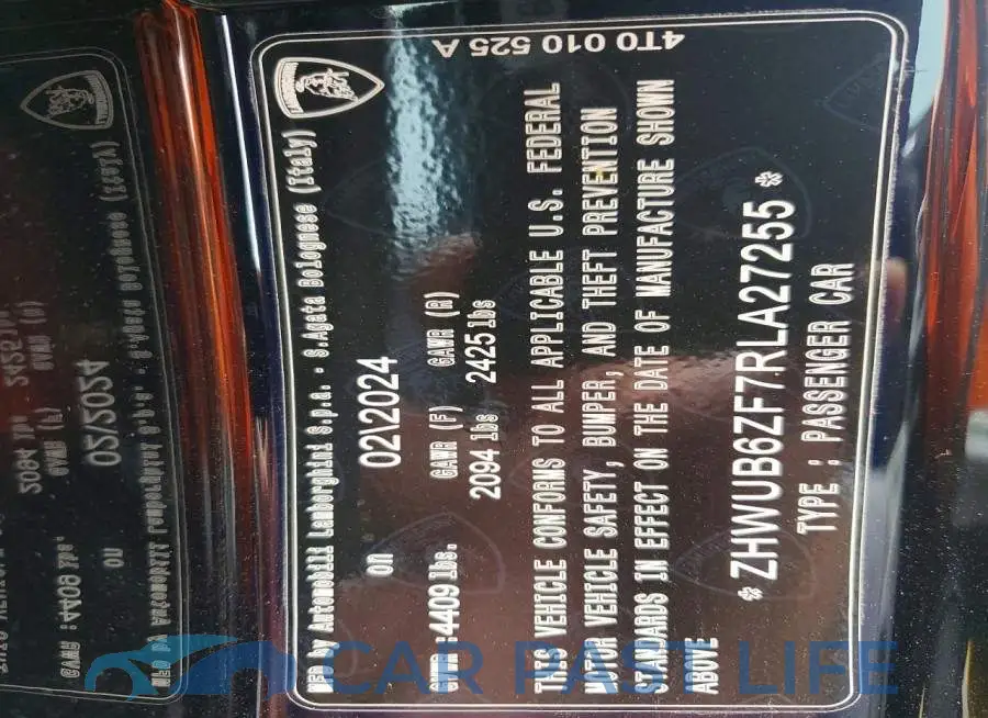 ZHWUB6ZF7RLA27255# 12