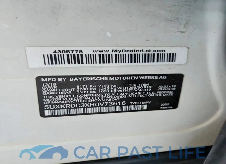 5UXKR0C3XH0V73616# 13