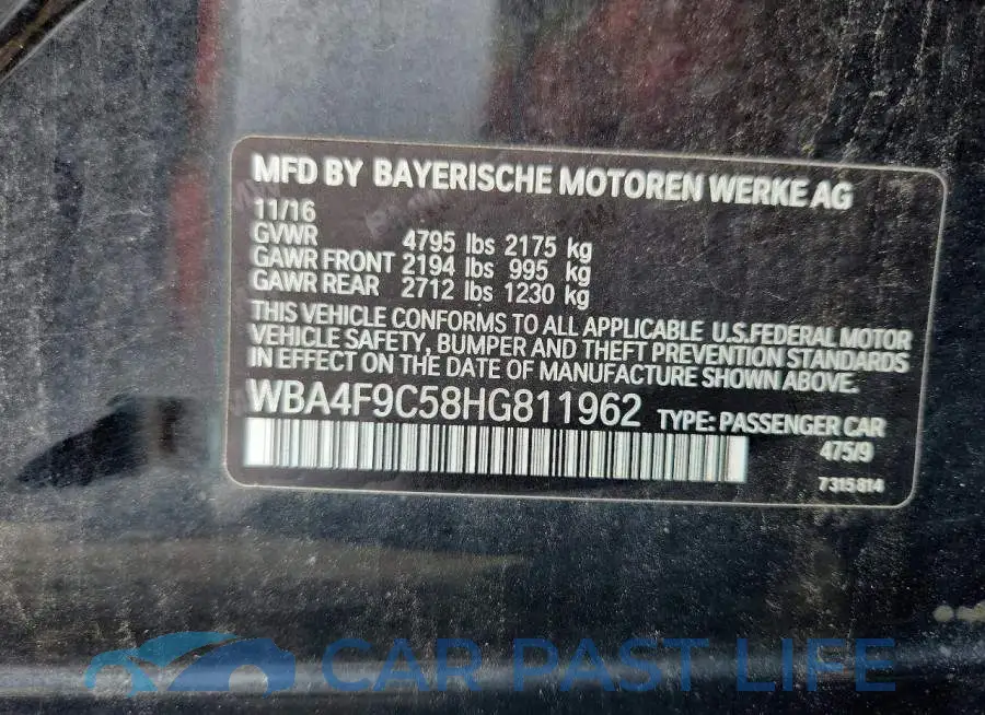 WBA4F9C58HG811962# 13