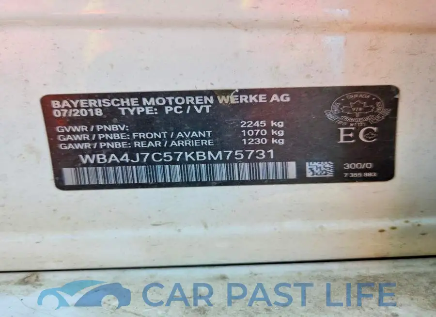 WBA4J7C57KBM75731# 12