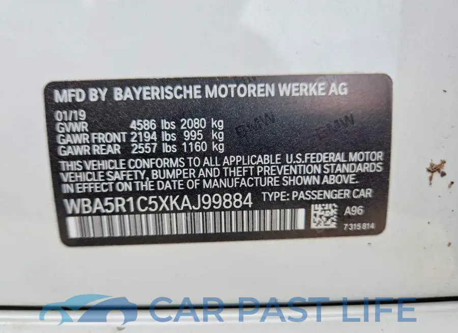 WBA5R1C5XKAJ99884# 12