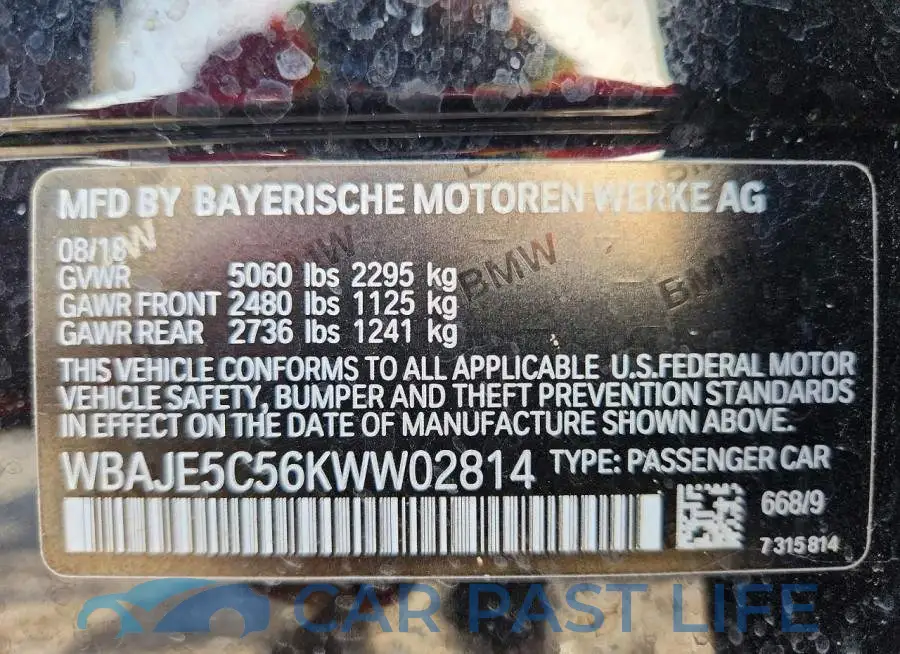 WBAJE5C56KWW02814# 12