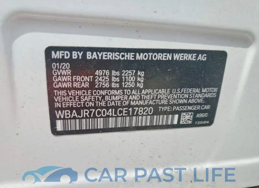 WBAJR7C04LCE17820# 12