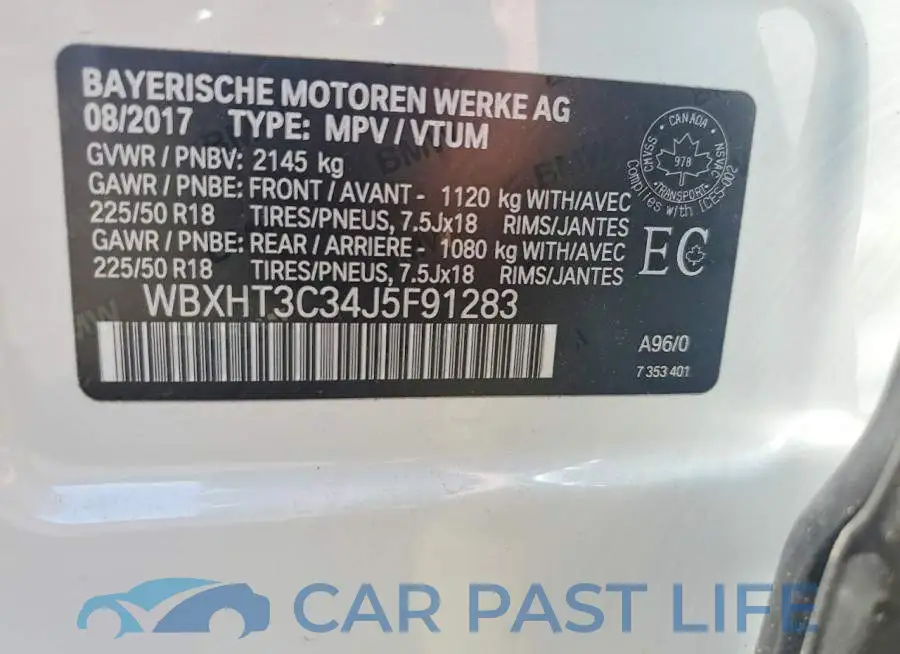 WBXHT3C34J5F91283# 13