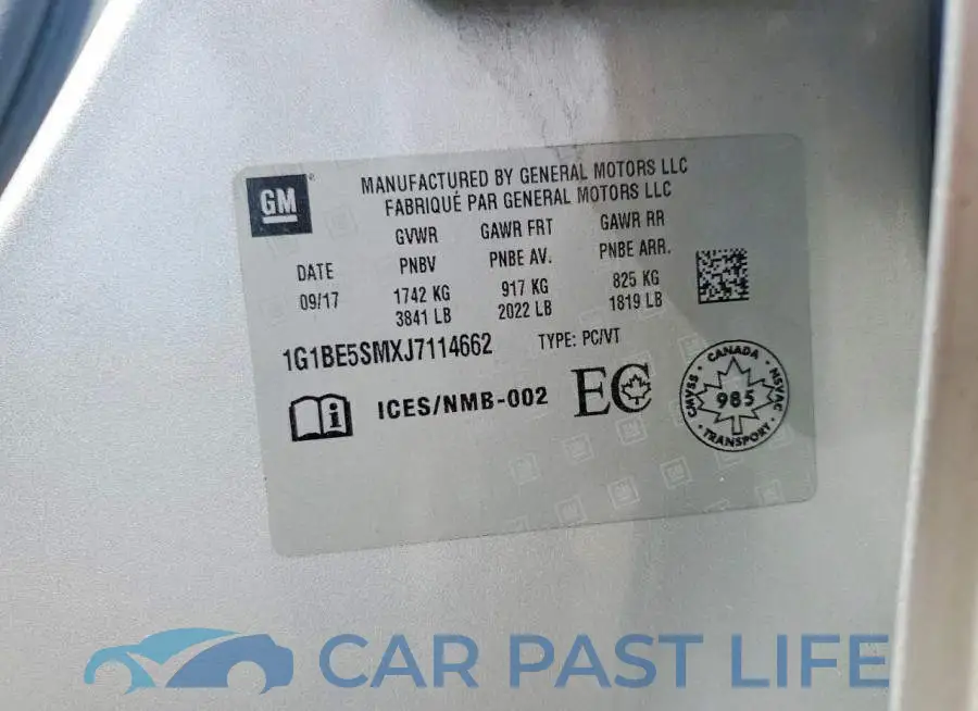 1G1BE5SMXJ7114662# 12