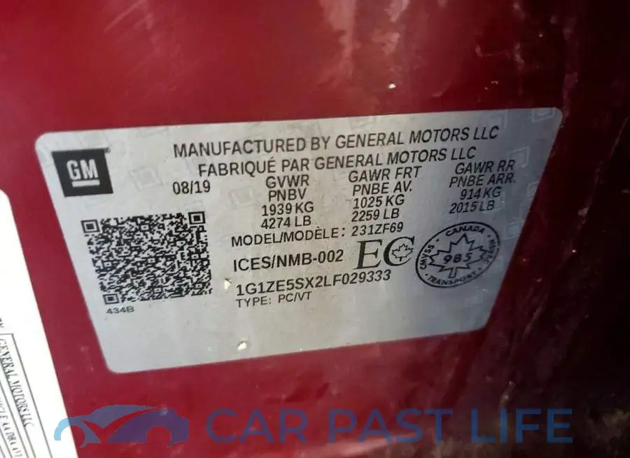 1G1ZE5SX2LF029333# 12