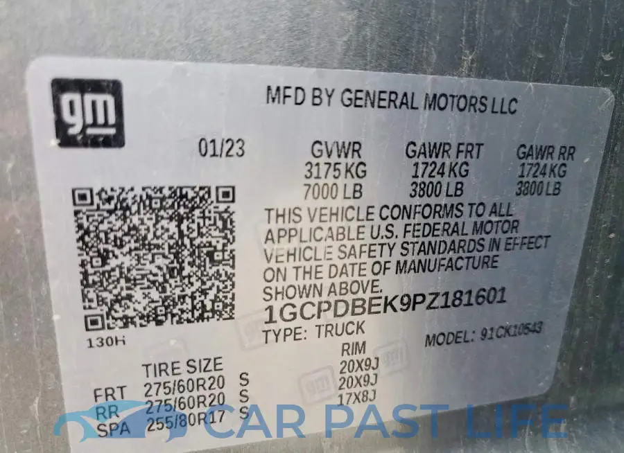 1GCPDBEK9PZ181601# 12