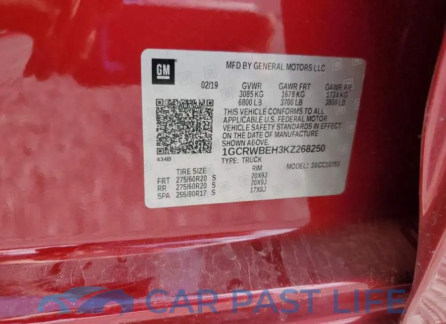 1GCRWBEH3KZ268250# 12
