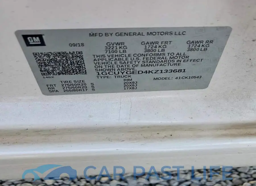 1GCUYGED4KZ133681# 13