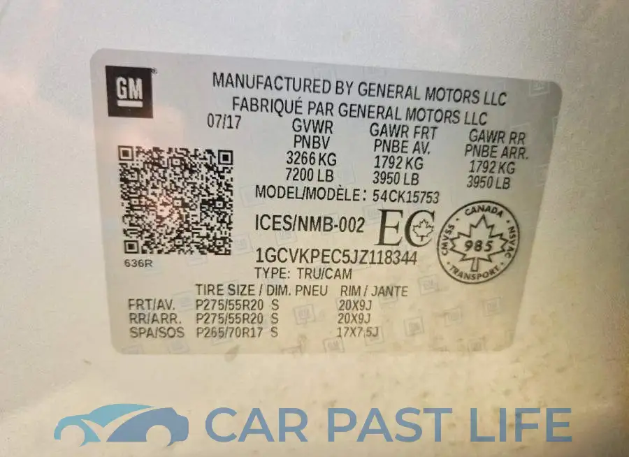 1GCVKPEC5JZ118344# 12